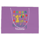 Custom Happy 1. Geburtstag Große Geschenktasche Geschenktüte (Rückseite)