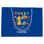 Custom Happy 1. Geburtstag Große Geschenktasche Große Geschenktüte (Rückseite)