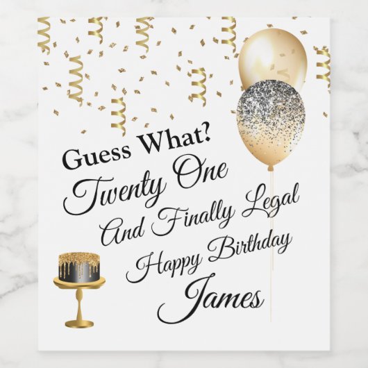 Custom Happy 21 Geburtstag Weinetikett (Einzelnes Label)