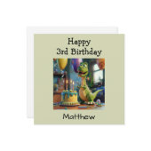 Custom Happy 3. Geburtstag Gratulation, Dino Karte (Vorderseite/Rückseite Beispiel)