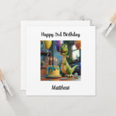 Custom Happy 3. Geburtstag Gratulation, Dino Karte (Vorderseite/Rückseite Beispiel)