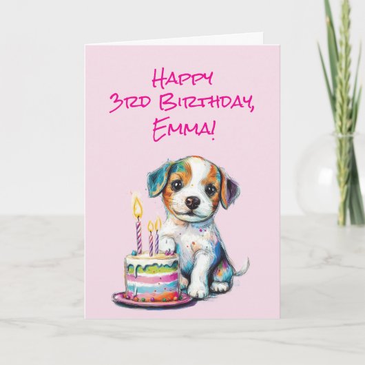 Custom Happy 3. Geburtstag Herzlichen Glückwunsch, Karte (Vorderseite)