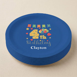 Custom Happy 4. Geburtstag Party Pappteller