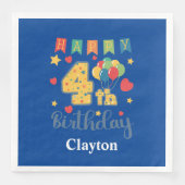 Custom Happy 4. Geburtstag Party Serviette (Vorderseite)