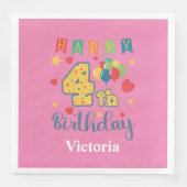 Custom Happy 4. Geburtstag Party Serviette (Vorderseite)