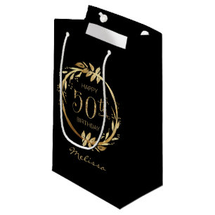 Custom Happy 50. Geburtstag Gold Black Glitzer Kleine Geschenktüte