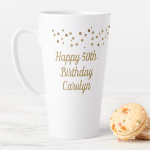Custom Happy 50. Geburtstag Konfetti Gold Milchtasse