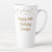 Custom Happy 50. Geburtstag Konfetti Gold Milchtasse (Rechts)
