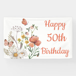 Custom Happy 50. Geburtstag Wildblumen Banner