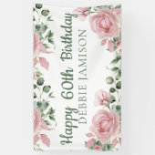 Custom Happy 60. Geburtstag Rose Floral Banner (Vertikal)