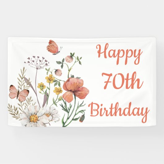 Custom Happy 70. Geburtstag Wildblumen Banner (Horizontal)