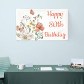 Custom Happy 80. Geburtstag Wildblumen Banner (Messeveranstaltung)
