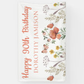 Custom Happy 90. Geburtstag Wildblumen Banner (Vertikal)