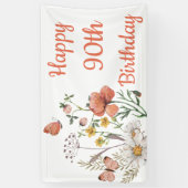 Custom Happy 90. Geburtstag Wildblumen Banner (Vertikal)