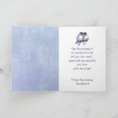 Custom Happy Anniversary Sweetheart Blue Lovebirds Karte (Innenseite)