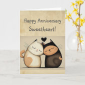 Custom Happy Anniversary Sweetheart Niedlich Cats Karte (Gelbe Blume)