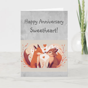 Custom Happy Anniversary Sweetheart Niedlich Foxes Karte
