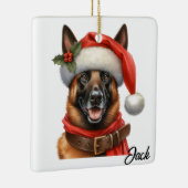 Custom Happy Belgischer Malinois Hund mit Weihnach Keramikornament (Rechts)