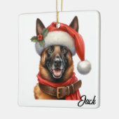 Custom Happy Belgischer Malinois Hund mit Weihnach Keramikornament (Links)