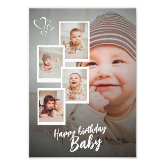 Custom Happy Birthday Baby Photo Collage Plaque Fotodruck