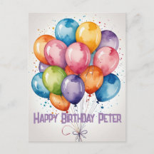 Custom Happy Birthday Ballons laden Postcard