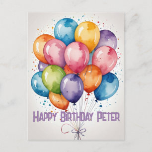 Custom Happy Birthday Ballons laden Postcard Postkarte