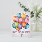 Custom Happy Birthday Ballons laden Postcard Postkarte (Stehend Vorderseite)