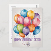 Custom Happy Birthday Ballons laden Postcard Postkarte (Vorne/Hinten)