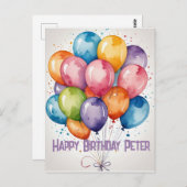 Custom Happy Birthday Ballons Party laden Postkarte (Vorne/Hinten)