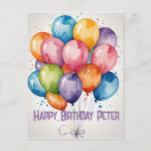 Custom Happy Birthday Ballons Party laden Postkarte (Vorderseite)