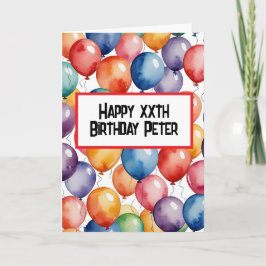 Custom Happy Birthday Ballons WATERCOLOR Karte