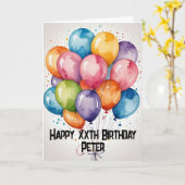Custom Happy Birthday Ballons WATERCOLOR Karte (Gelbe Blume)