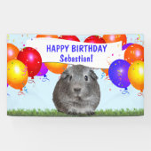 Custom Happy Birthday Balloons Gray Guinea Pig Banner (Horizontal)