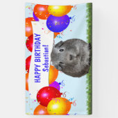 Custom Happy Birthday Balloons Gray Guinea Pig Banner (Vertikal)