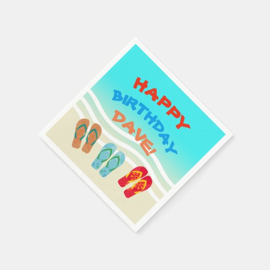 Custom Happy Birthday Beach Party Serviette (Ecke)