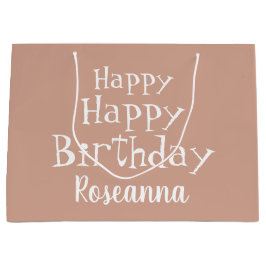 Custom Happy Birthday Beige Große Geschenktasche Geschenktüte