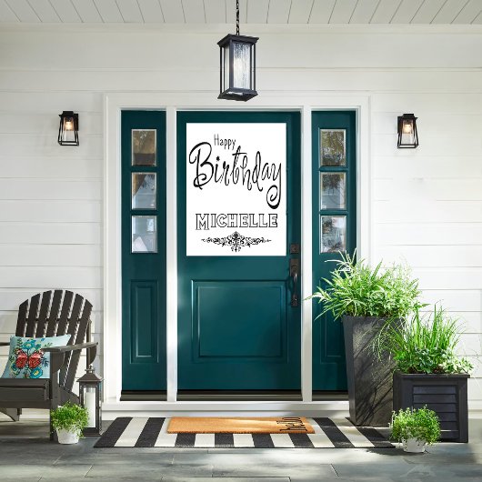 Custom Happy Birthday Black Schriftart Door Window Fensteraufkleber