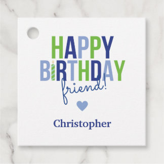 Custom Happy Birthday Blue Green Gift Tags Geschenkanhänger