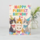 Custom Happy Birthday Card mit Niedlichen Katzen Einladung (Stehend Vorderseite)
