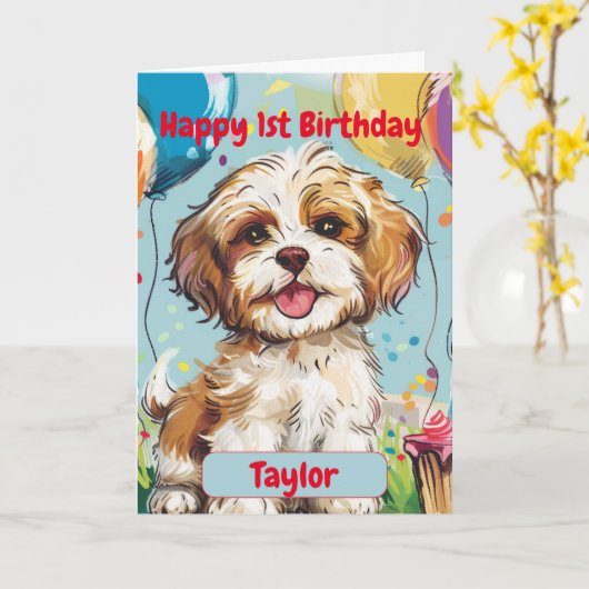 Custom Happy Birthday Congratulations, Havanese,   Karte (Gelbe Blume)