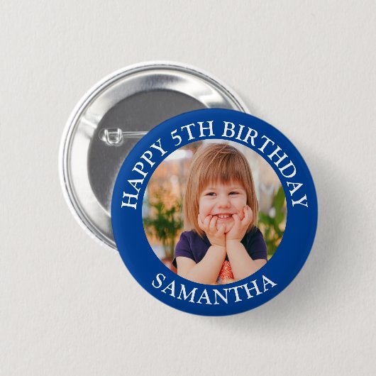 Custom Happy Birthday Foto Name Age Button (Vorne & Hinten)