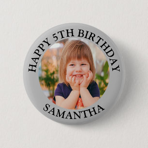 Custom Happy Birthday Foto Name Age Button