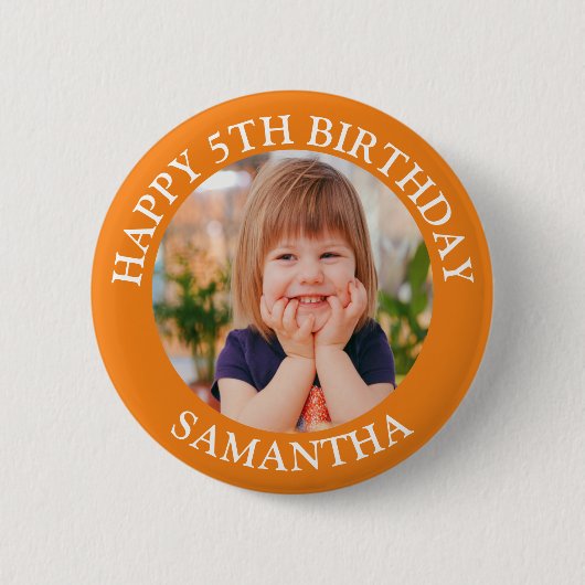 Custom Happy Birthday Foto Name Age Button (Vorderseite)