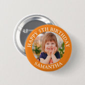 Custom Happy Birthday Foto Name Age Button (Vorne & Hinten)