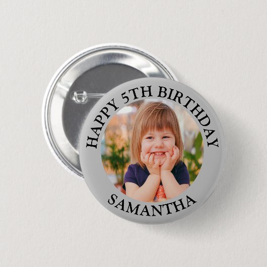 Custom Happy Birthday Foto Name Age Button (Vorne & Hinten)