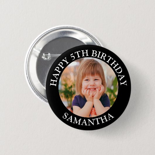 Custom Happy Birthday Foto Name Age Button (Vorne & Hinten)