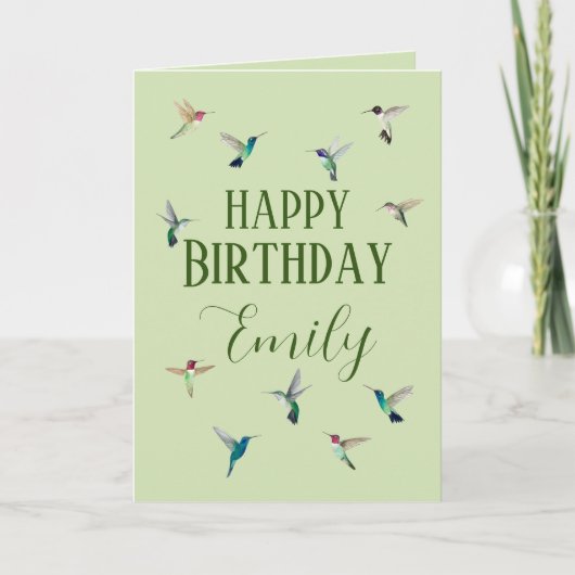 Custom Happy Birthday Hummingbirds Card Karte (Vorderseite)