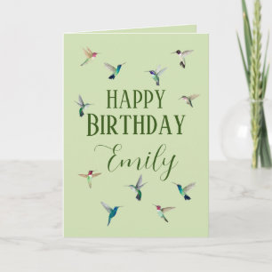 Custom Happy Birthday Hummingbirds Card Karte