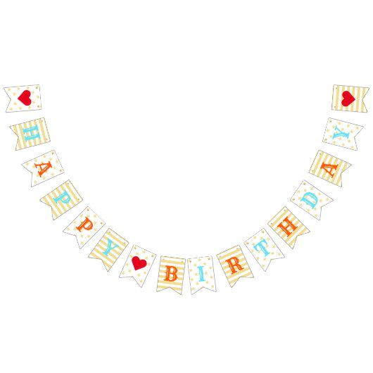 Custom Happy Birthday Imitate Gold Stars Streifen  Wimpelkette (Alle)