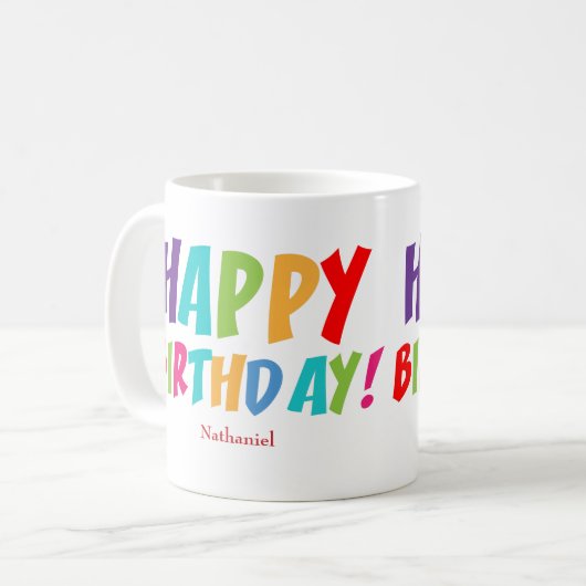 Custom Happy Birthday Kaffeetasse (Vorderseite Links)